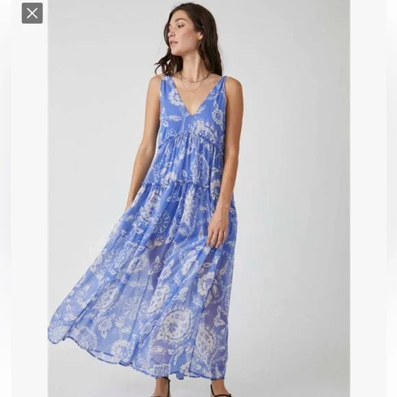 Free People Julianna Maxi in Bluebell Combo Free People Julianna Maxi in Bluebell Combo